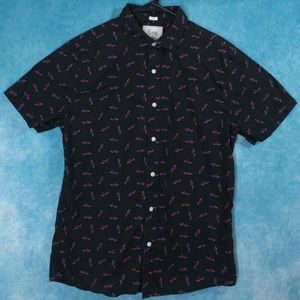 Bixby Nomad Slim Button Up SHARKS Men's Shirt, Black/Purple, Size Medium